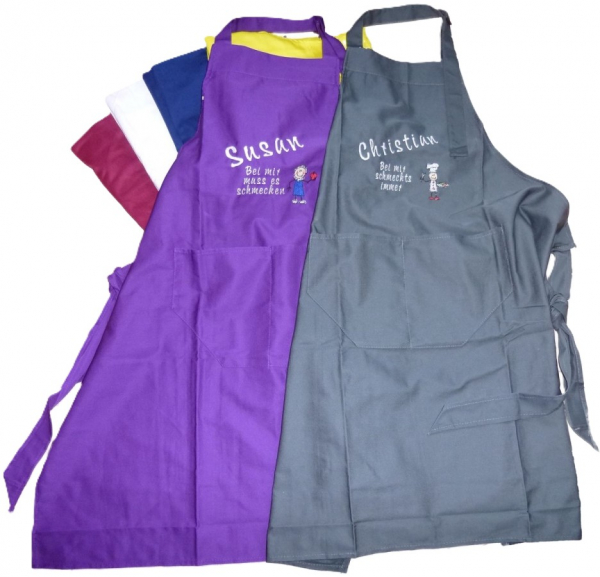 Latzschürze für Damen/Herren mit Motiv, Namen & Text/Spruch bestickt